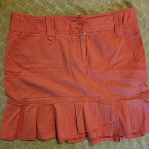 LOFT Coral Ruffle-Hem Mini Skirt